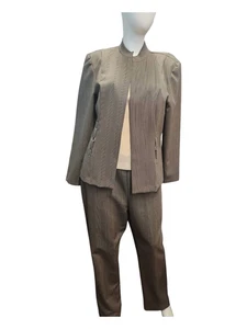 Perceptions Taupe Suit 3 Piece Womens size 14 Vintage 90's - Picture 1 of 13