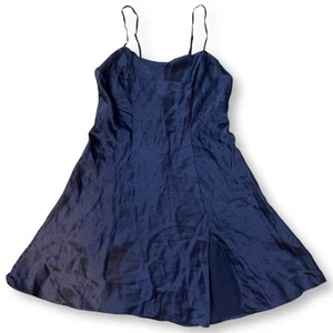Y2K 90s Vintage Victoria's Secret Silk Satin Slip Navy Mini Dress Size XS - Bild 1 von 5
