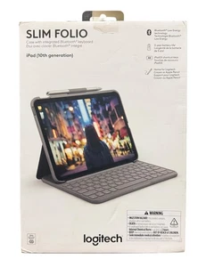 Logitech - Slim Folio 10.9 Keyboard Case for Apple iPad 10th Gen - NEW Open Box - Picture 1 of 2