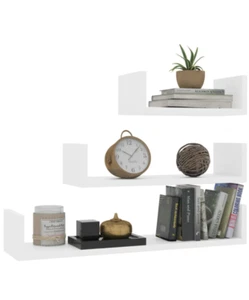 Set 3 Estantería de Pared Moderno Design Estante Madera Blanco O Gris - Imagen 1 de 10