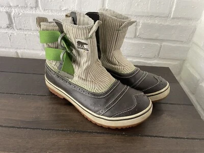 Botas de invierno impermeables SOREL Tivoli para mujer sin cordones marrón verde rayas talla 7,5 Foto 1 de 4