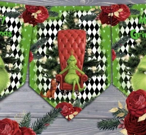 Banderín vintage de Navidad del Grinch / decoración de fiesta / bandera de Navidad decoración del hogar - Imagen 1 de 2