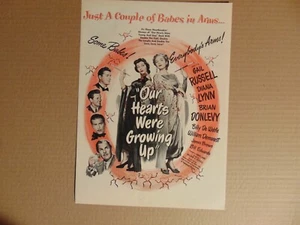 1946 UNSERE HERZEN WUCHSEN AUF Film Handelsveröffentlichung Vintage Kunstdruck Anzeige - Bild 1 von 1