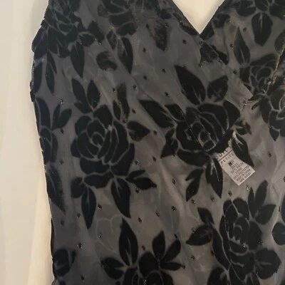 Vtg Y2K Velvet Burnout Dress Floral Sz 6P Overlay Sheer ***No Lining*** Fairy - Image 1 of 4