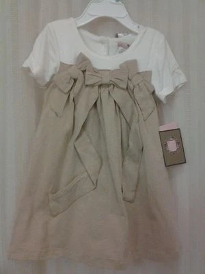 NWT Juicy Couture Beige Cream 2 pc bow Dress set Sz 18-24M - Image 1 of 4