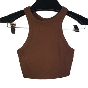 Lululemon gerippter Nulu hochgeschlossener Yoga BH Damen 2 Java braun leichter Halt - Bild 1 von 4