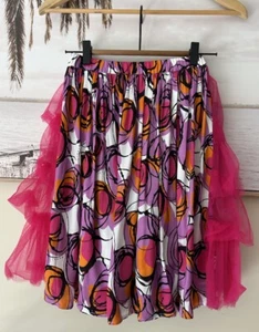 MARNI Girls Kids A Line Tulle Pink Printed Skirt Size 12 - Picture 1 of 8