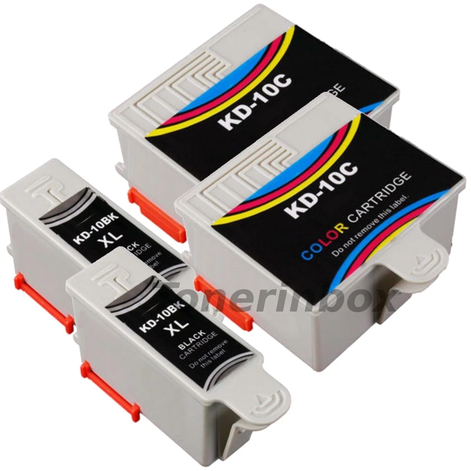 4 Pack (2 Bk/2 Color) #10 Ink Cartridges For Kodak 10B 10C ESP 3250 5210 5250 - Image 1 of 1