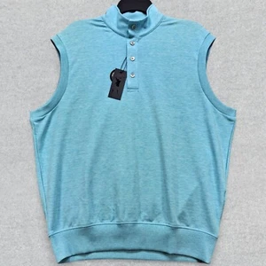 NEW Fairway Greene Vest Men's M Heather Blue Tech Old School Button Plack Golf - Picture 1 of 12