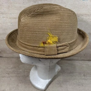 Vintage Country Gentleman Traveler Corduroy Fedora Feather Lined Hat USA Made - Picture 1 of 8