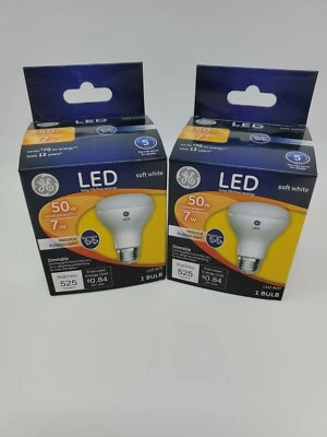 PA5- Two GE LED Floodlight Bulb, 41213 R20 Soft White 50w Replacement 7 Watts - Image 1 of 4