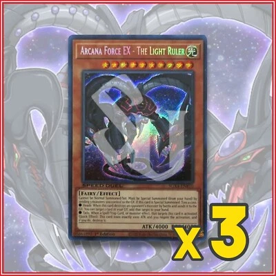 YuGiOh ARCANA FORCE EX - THE LIGHT RULER x3 | SGX4 ENB10 SECRET RARE 1st Edition - Image 1 of 2
