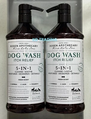 2-Pk~ ROSEN APOTHECARY 5-IN-1 Cleanse Detangle ITCH RELIEF DOG WASH with OATMEAL