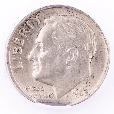 ERROR 1963 D Roosevelt Dime ANACS AU58 Curved Clip Certified 10c Cover