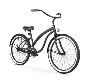 Firmstrong Bella Fashionista Beach Cruiser Bicycle Matte Black/Black Rims - Picture 1 of 1