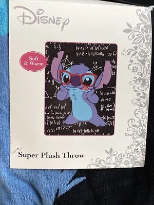 New Lilo & Stitch Space Alien Genius Math Nerd Disney Plush Fleece Throw Blanket - Image 1 of 4