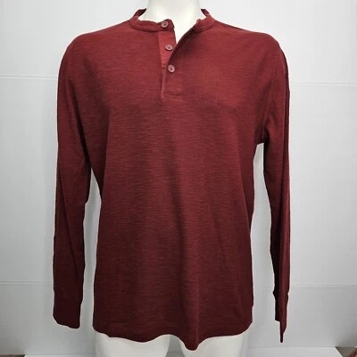 Timberland Thermal Henley Shirt Mens XL Burgundy Red Cotton Pullover Long Sleeve Foto 1 de 4