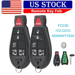 2 Remote Key Fob For 2013 2014 2015 2016 2017 2018 2019 Dodge Grand Caravan 6B - Picture 1 of 8