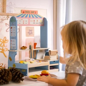Robud Wooden Pretend Play Food Set Hamburger Shop Playset for Toddlers Ages 3+ - Picture 1 of 7