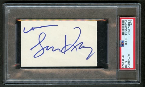Larry King signed autograph 2.5x4 cut Larry King Live CNN Host PSA Slabbed Cover