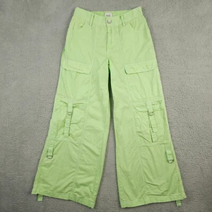 BDG Pants Womens Medium Lime Green Cargo Wide Leg Utility Baggy Straps Hip Hop - Picture 1 of 15