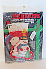 Vtg Malina Snoopy & Woodstock Peanuts Snow Pals Christmas Stocking Kit NOS