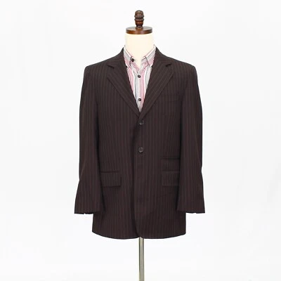 Abrigo Blazer Chaqueta Club Monaco 40R Marrón Deportivo Rayas Lana 3B Foto 1 de 4