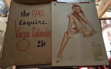 Vtg Esquire 1945 Alberto Vargas Complete 12 Page Pin-up Calendar with envelope