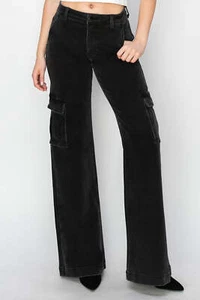 Risen Full Size High Rise Wide Leg Cargo Jeans - Picture 1 of 18