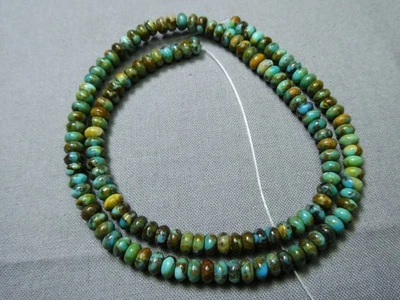Arizona KINGMAN Ceremonial TURQUOISE 5x2.5mm Rondelle BEADS 16" Strand 76cts😍 - Image 1 of 4