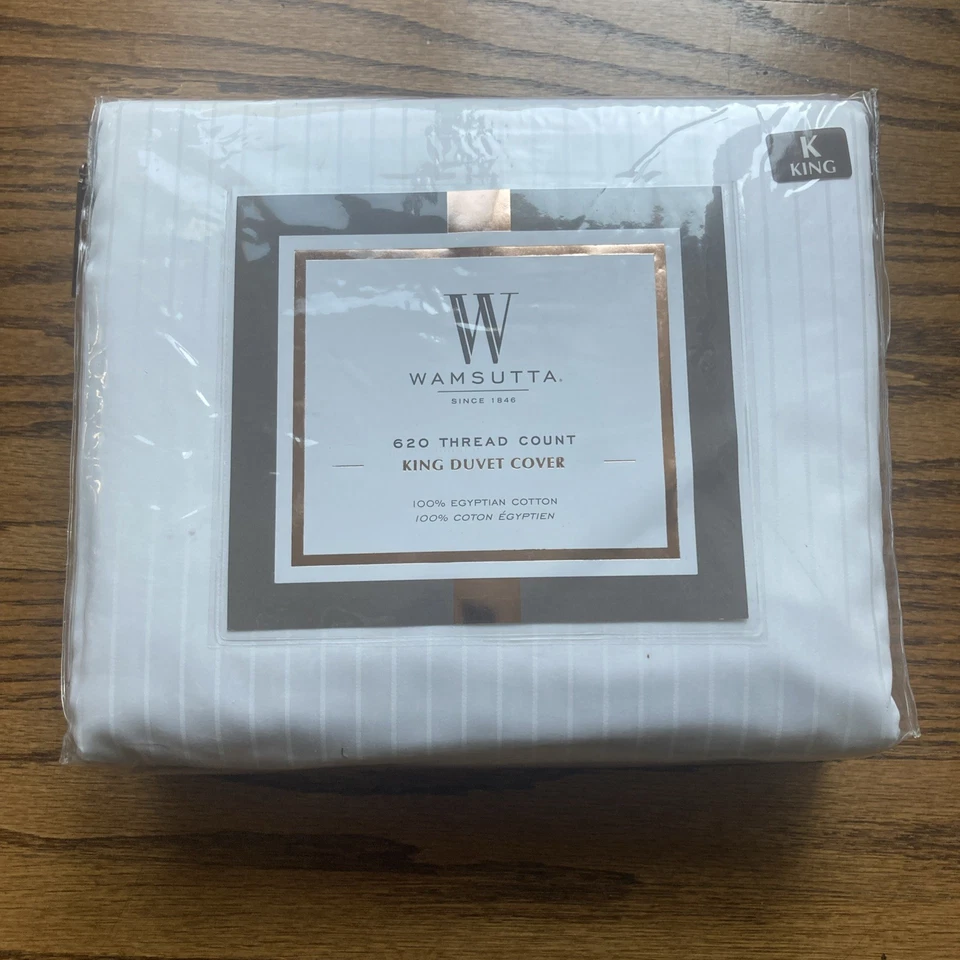 Funda nórdica WAMSUTTA 620 THREAD COUNT King 100 % ALGODÓN rayas blancas Foto 1 de 4