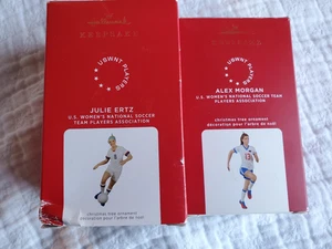 Lot of 2 New Hallmark Keepsake Ornaments USWNT Soccer Alex Morgan Julie Ertz  - Picture 1 of 7