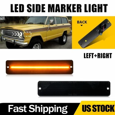 2 peças luzes indicadoras laterais de LED âmbar fumê dianteiras para picape Jeep J10 J20 1974-1987 - Imagem 1 de 4
