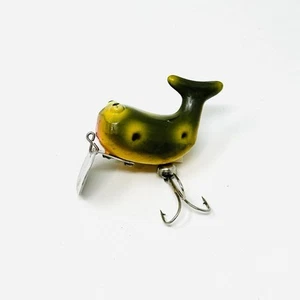 Vintage Heddon Hi-Tail alter Angelköder 1,5" 305 F grün gelb Frosch Combo - Bild 1 von 9