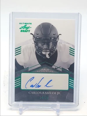 CARLOS BASHAM JR. 2021 LEAF ULTIMATE DRAFT AUTOGRAPH GREEN AUTO /25 Q5668 - Image 1 of 2