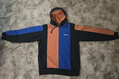 Supreme Tri Color Pullover Hoodie Sweatshirt Black Orange Blue Size Large - Image 1 of 4