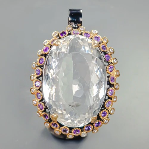 Joyería 80ct+ Colgante Cuarzo Natural Plata de Ley 925/NP49287 Foto 1 de 4