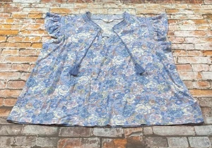 Lucky Brand Tank Top Ladies L Blue Floral Sleeveless V-neck Casual Womens - Picture 1 of 11