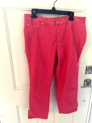 Calça capri Iman feminina vermelha com detalhes dourados G - Imagem 1 de 3