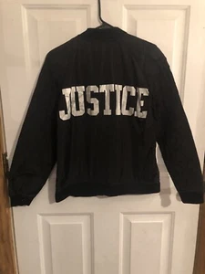 Justice Girls Windbreaker Jacket Sz 18/20 Lightweight Water Resistant Black - Picture 1 of 2