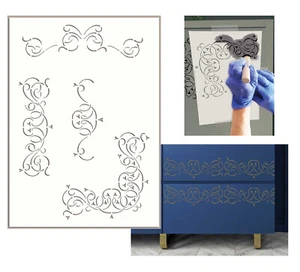 Ornamento stencil bordo pizzo vintage torta matrimonio cardmaking journaling art OR1 - Foto 1 di 19