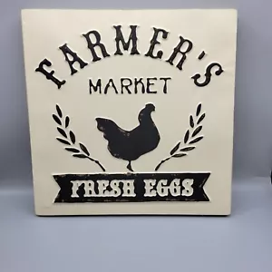 Metal Tin Sign Farmer's Market Fresh Eggs 14"x14" - Picture 1 of 4