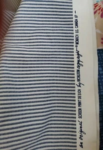 Vintage Sewing Fabric Richloom Poplin Horizontal Stripe Blue White 1ydx60" - Picture 1 of 4