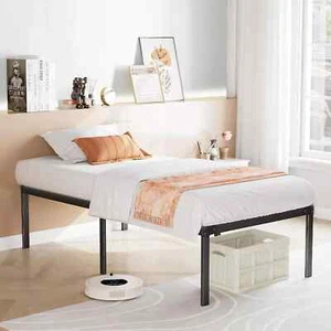 14 Inch Heavy Duty Metal Platform Bed Frame Twin Size Sturdy Steel Slat Support - Picture 1 of 9