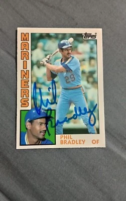 PHIL BRADLEY 1984 Topps Traded # 15T autographed signed card MARINERS 84 AUTO - Image 1 of 3