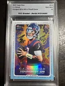 2023 Topps Now C.J. Stroud Youngest QB Win Playoff Game TCC Graded Gem Mint 10 - Picture 1 of 2