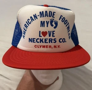 Vintage American-Made Footwear My Feet Love Neckers Co Clymer NY Trucker Hat Cap - Picture 1 of 8
