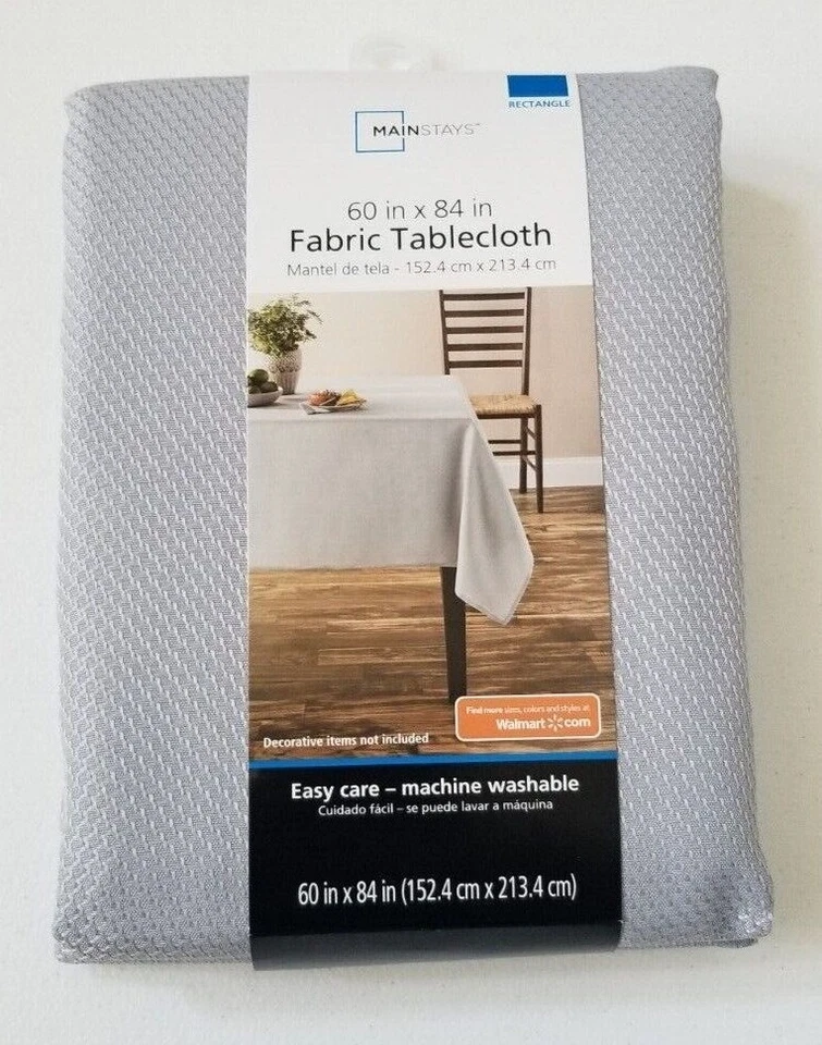 Mainstays Gray Fabric Polyester Tablecloth  60"x84" - Image 1 of 4