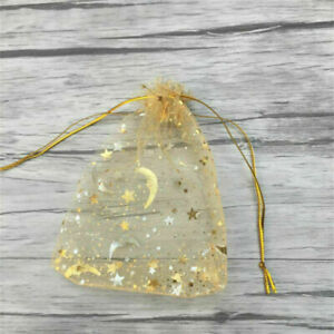 20pcs Moon Star Organza Favor Gift Bags Wedding Jewelry Drawstring Party Pouches
