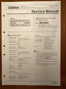 REPRODUCTOR DE CD ESTÉREO AM/FM CLARION DXZ525 MANUAL DE REPARACIÓN DE SERVICIO ORIGINAL - Imagen 1 de 1